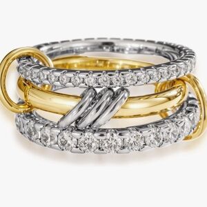 18kt Gold and Silver stacked Interlocking Ring luxury jewelry